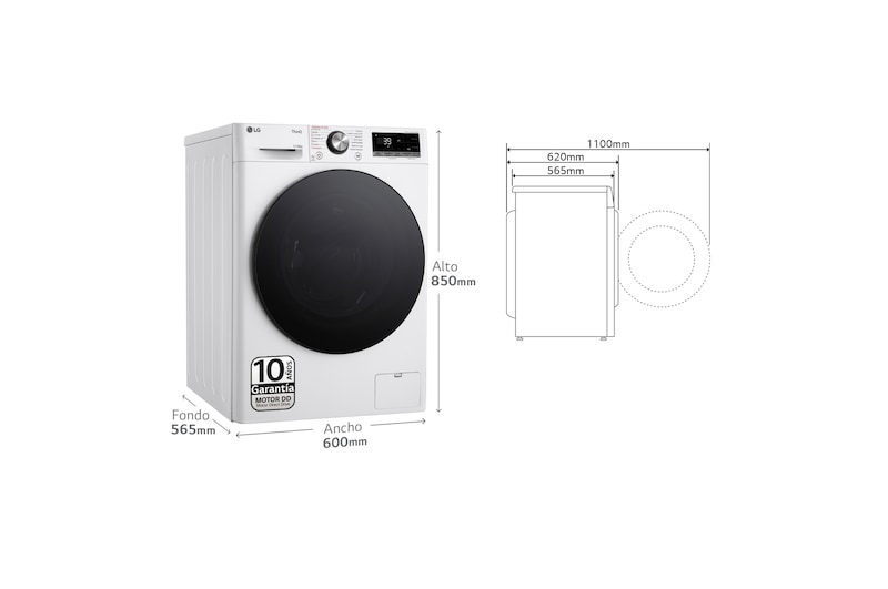 LG Outlet Lavasecadora inteligente AI Direct Drive TM, Turbowash 360º, 11/6kg, 1400rpm, Un 10% más eficiente que A(lavado) /D(secado) Blanca, Serie 700, F4DR7011AGW.OUTLET