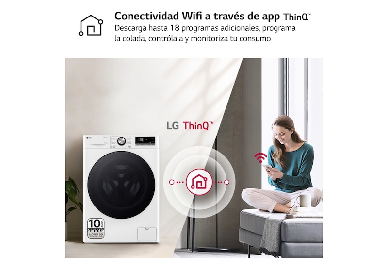 LG Outlet Lavasecadora inteligente AI Direct Drive TM, Turbowash 360º, 11/6kg, 1400rpm, Un 10% más eficiente que A(lavado) /D(secado) Blanca, Serie 700, F4DR7011AGW.OUTLET