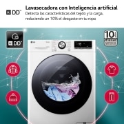 LG Outlet Lavasecadora inteligente AI Direct Drive TM, Turbowash 360º, 11/6kg, 1400rpm, Un 10% más eficiente que A(lavado) /D(secado) Blanca, Serie 700, F4DR7011AGW.OUTLET