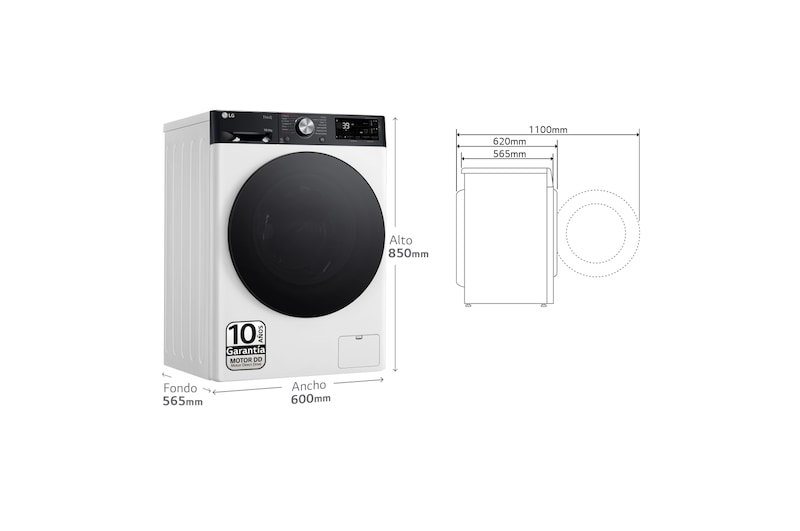 LG Outlet Lavasecadora inteligente AI Direct Driveᵀᴹ, Turbowash 360º, Autodosificación 10/6kg, 1400rpm, Un 10% más eficiente que A(lavado) /D(secado) Blanca, Serie 750, F4DR7510AGW.OUTLET