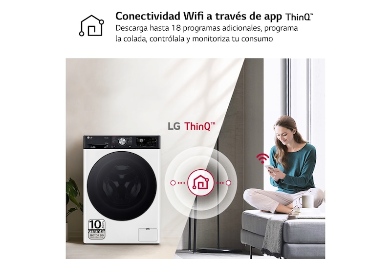 LG Outlet Lavasecadora inteligente AI Direct Driveᵀᴹ, Turbowash 360º, Autodosificación 10/6kg, 1400rpm, Un 10% más eficiente que A(lavado) /D(secado) Blanca, Serie 750, F4DR7510AGW.OUTLET