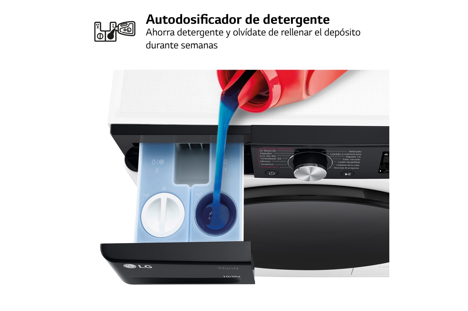 LG Outlet Lavasecadora inteligente AI Direct Driveᵀᴹ, Turbowash 360º, Autodosificación 10/6kg, 1400rpm, Un 10% más eficiente que A(lavado) /D(secado) Blanca, Serie 750, F4DR7510AGW.OUTLET