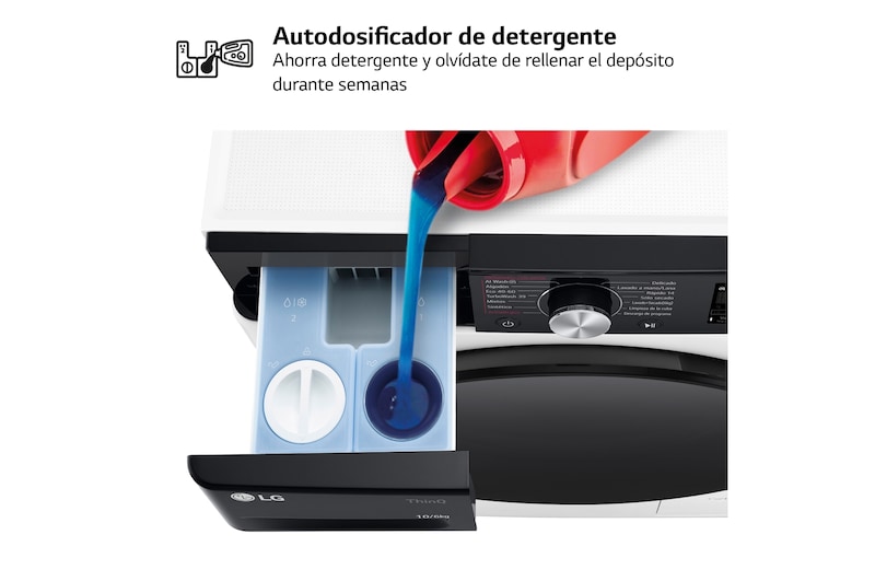 LG Outlet Lavasecadora inteligente AI Direct Driveᵀᴹ, Turbowash 360º, Autodosificación 10/6kg, 1400rpm, Un 10% más eficiente que A(lavado) /D(secado) Blanca, Serie 750, F4DR7510AGW.OUTLET