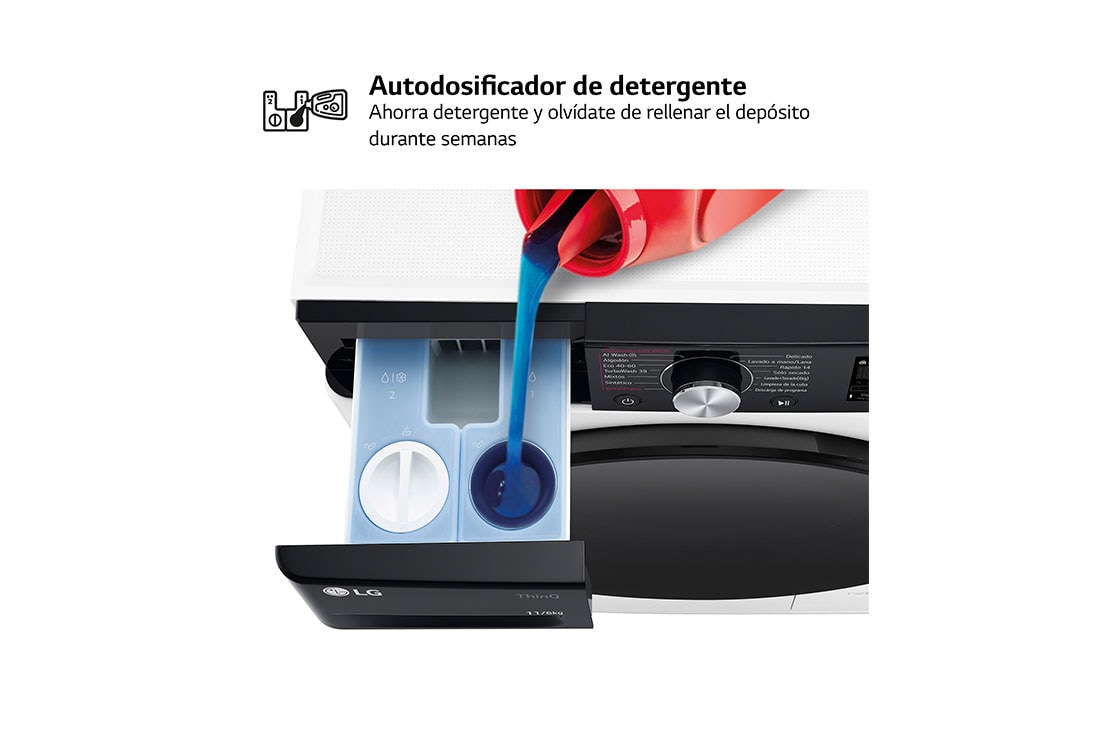 LG Lavasecadora inteligente AI Direct Drive<sup>TM</sup>, Turbowash 360º, Autodosificación 11/6kg, 1400rpm,  Un 10% más eficiente que  A(lavado) /D(secado) Blanca, Serie 750, F4DR7511AGW