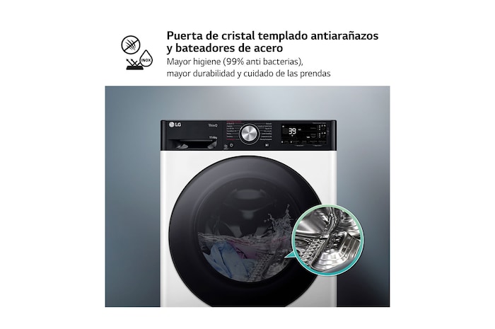 LG Lavasecadora inteligente AI Direct Drive<sup>TM</sup>, Turbowash 360º, Autodosificación 11/6kg, 1400rpm,  Un 10% más eficiente que  A(lavado) /D(secado) Blanca, Serie 750, F4DR7511AGW