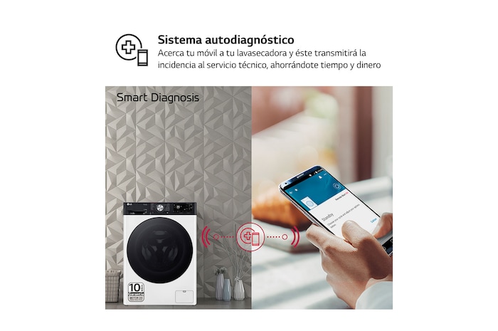 LG Lavasecadora inteligente AI Direct Drive<sup>TM</sup>, Turbowash 360º, Autodosificación 11/6kg, 1400rpm,  Un 10% más eficiente que  A(lavado) /D(secado) Blanca, Serie 750, F4DR7511AGW