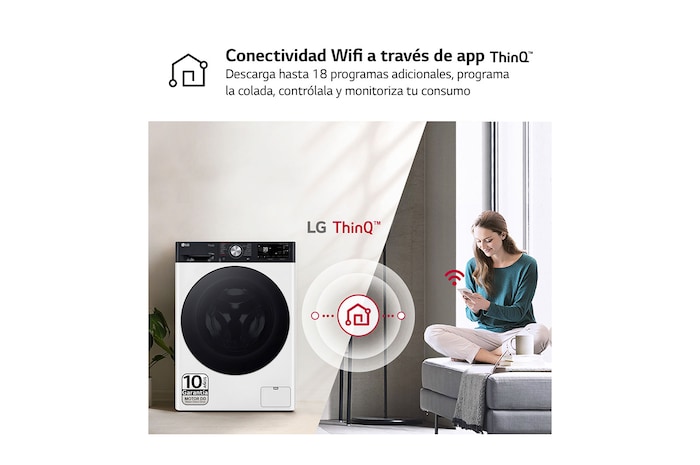 LG Lavasecadora inteligente AI Direct Drive<sup>TM</sup>, Turbowash 360º, Autodosificación 11/6kg, 1400rpm,  Un 10% más eficiente que  A(lavado) /D(secado) Blanca, Serie 750, F4DR7511AGW