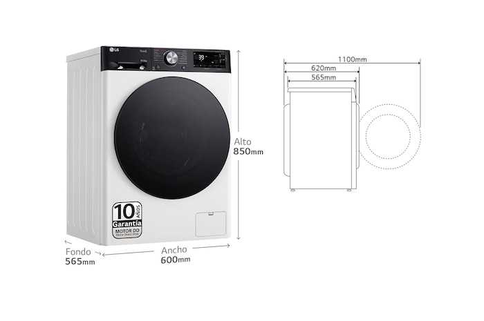 LG Lavasecadora inteligente AI Direct Drive<sup>TM</sup>, Turbowash 360º, Autodosificación 11/6kg, 1400rpm,  Un 10% más eficiente que  A(lavado) /D(secado) Blanca, Serie 750, F4DR7511AGW