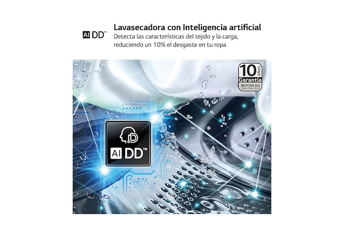LG Lavasecadora inteligente AI Direct Drive<sup>TM</sup>, Turbowash 360º, Autodosificación 11/6kg, 1400rpm,  Un 10% más eficiente que  A(lavado) /D(secado) Blanca, Serie 750, F4DR7511AGW