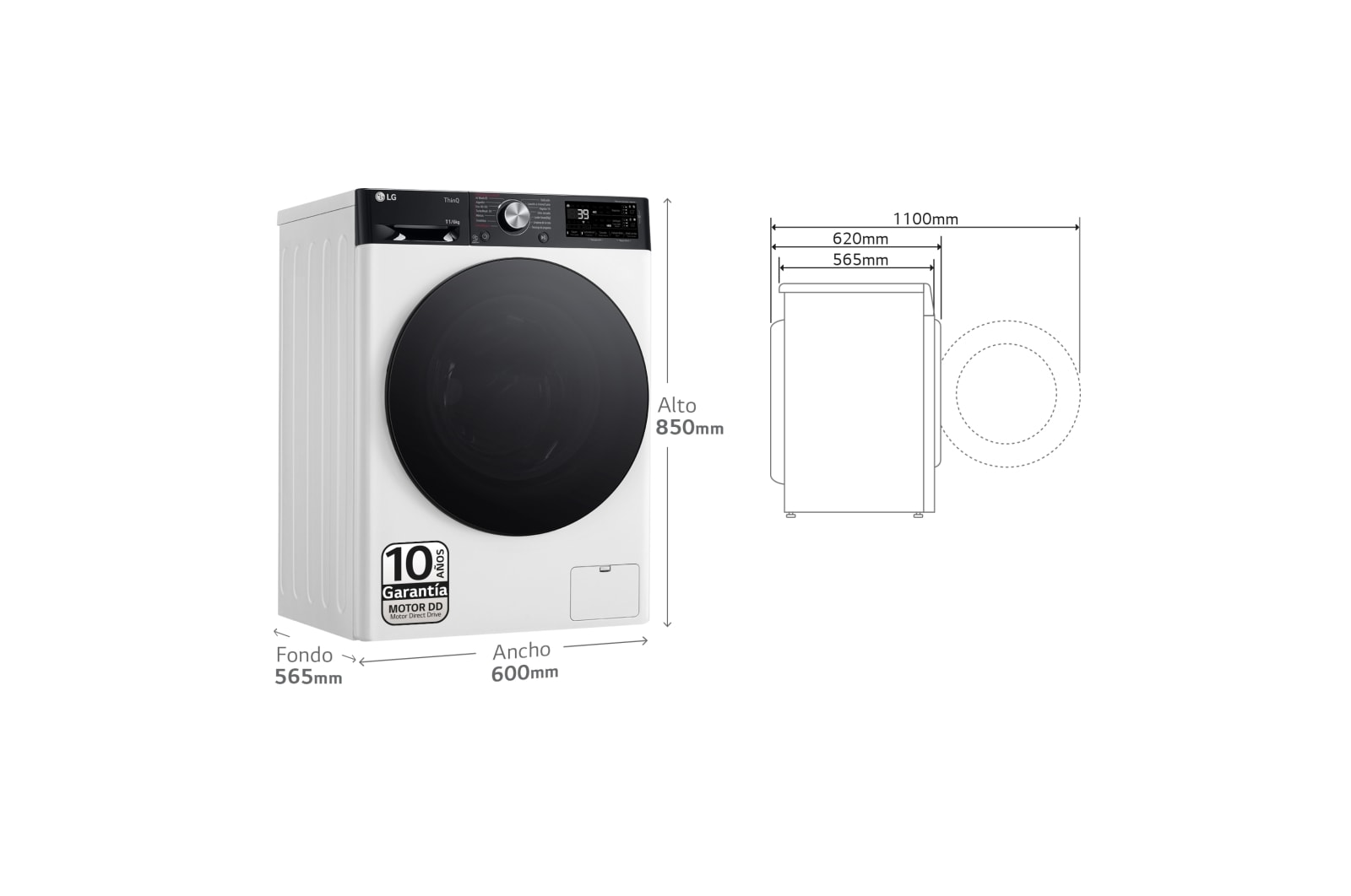 LG Outlet Lavasecadora inteligente AI Direct DriveTM, Turbowash 360º, Autodosificación 11/6kg, 1400rpm, Un 10% más eficiente que A(lavado) /D(secado) Blanca, Serie 750, F4DR7511AGW.OUTLET