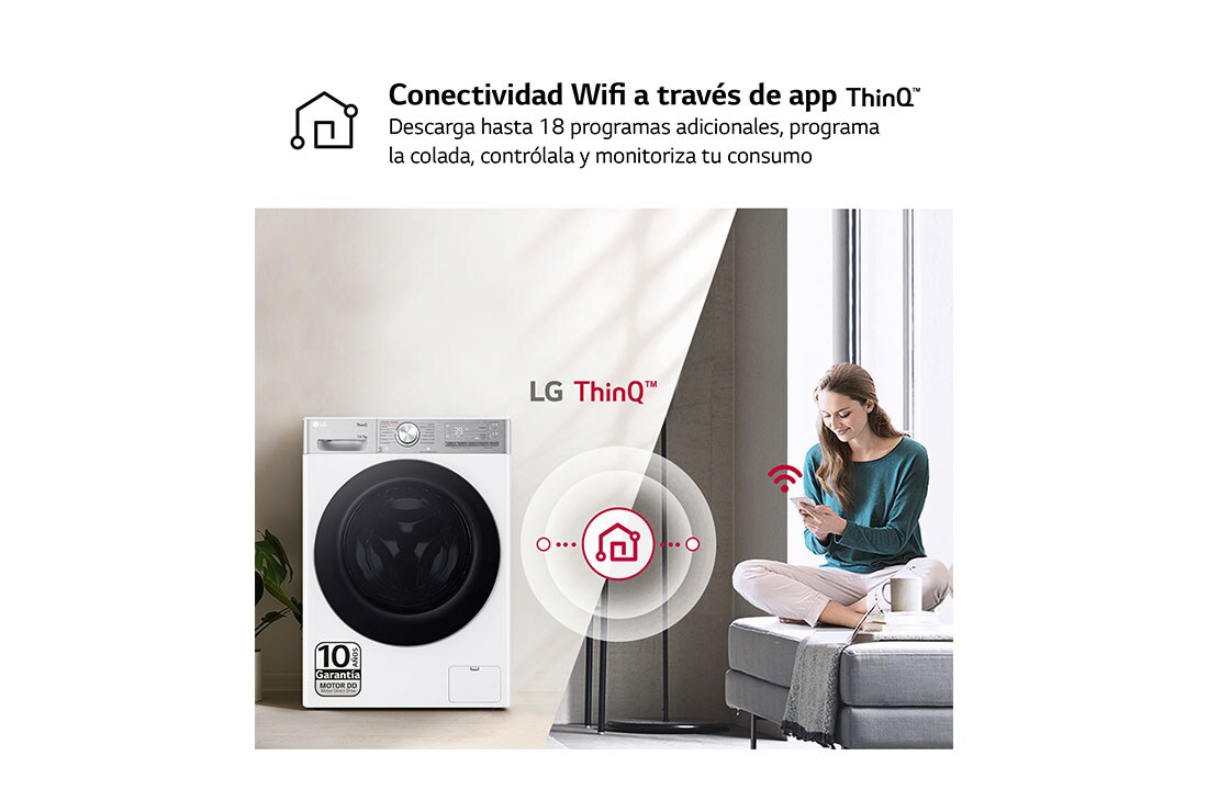 LG Lavasecadora inteligente AI Direct Drive™, Turbowash 360º, Autodosificación 13/7kg, 1400rpm,  Un 10% más eficiente que A(lavado) /D(secado) Blanca, Serie 950, F4DR9513A2W