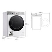 LG Lavasecadora inteligente AI Direct Drive™, Turbowash 360º, Autodosificación 13/7kg, 1400rpm,  Un 10% más eficiente que A(lavado) /D(secado) Blanca, Serie 950, F4DR9513A2W