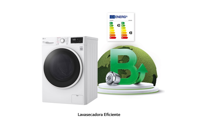 LG Lavasecadora inteligente  AI Direct Drive™,  con Vapor  8/6kg, 1400rpm,  Clasificación B(lavado)/E(secado) Blanca, Serie 310, F4DV3108S1W