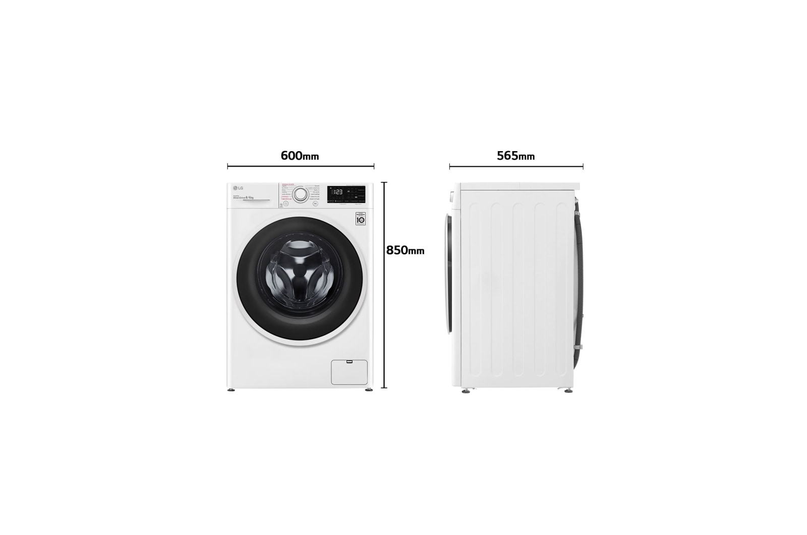 LG Lavasecadora inteligente  AI Direct Drive™,  con Vapor  8/6kg, 1400rpm,  Clasificación B(lavado)/E(secado) Blanca, Serie 310, F4DV3108S1W