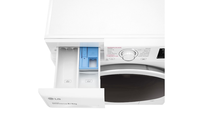 LG Lavasecadora inteligente  AI Direct Drive™,  con Vapor  8/6kg, 1400rpm,  Clasificación B(lavado)/E(secado) Blanca, Serie 310, F4DV3108S1W