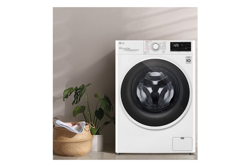 LG Lavasecadora inteligente  AI Direct Drive™,  con Vapor  8/6kg, 1400rpm,  Clasificación B(lavado)/E(secado) Blanca, Serie 310, F4DV3108S1W