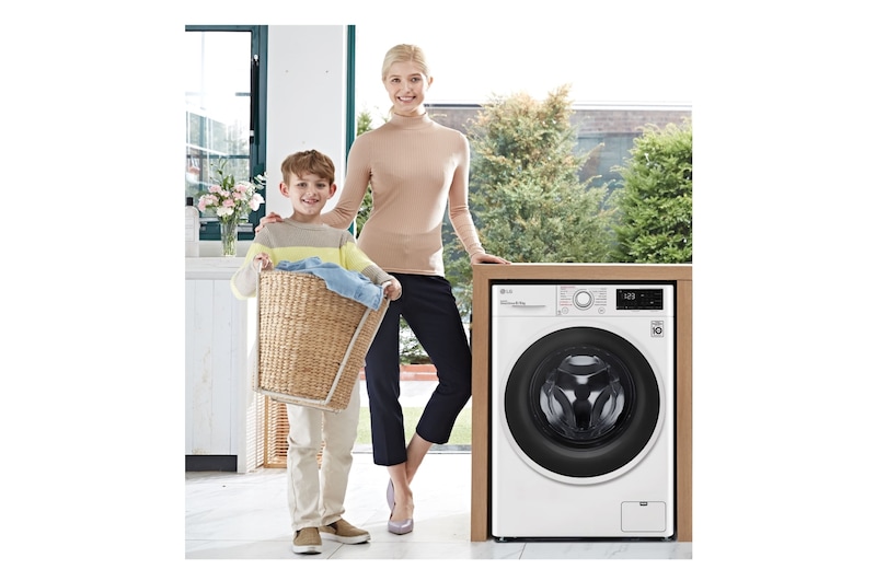 LG Lavasecadora inteligente  AI Direct Drive™,  con Vapor  8/6kg, 1400rpm,  Clasificación B(lavado)/E(secado) Blanca, Serie 310, F4DV3108S1W