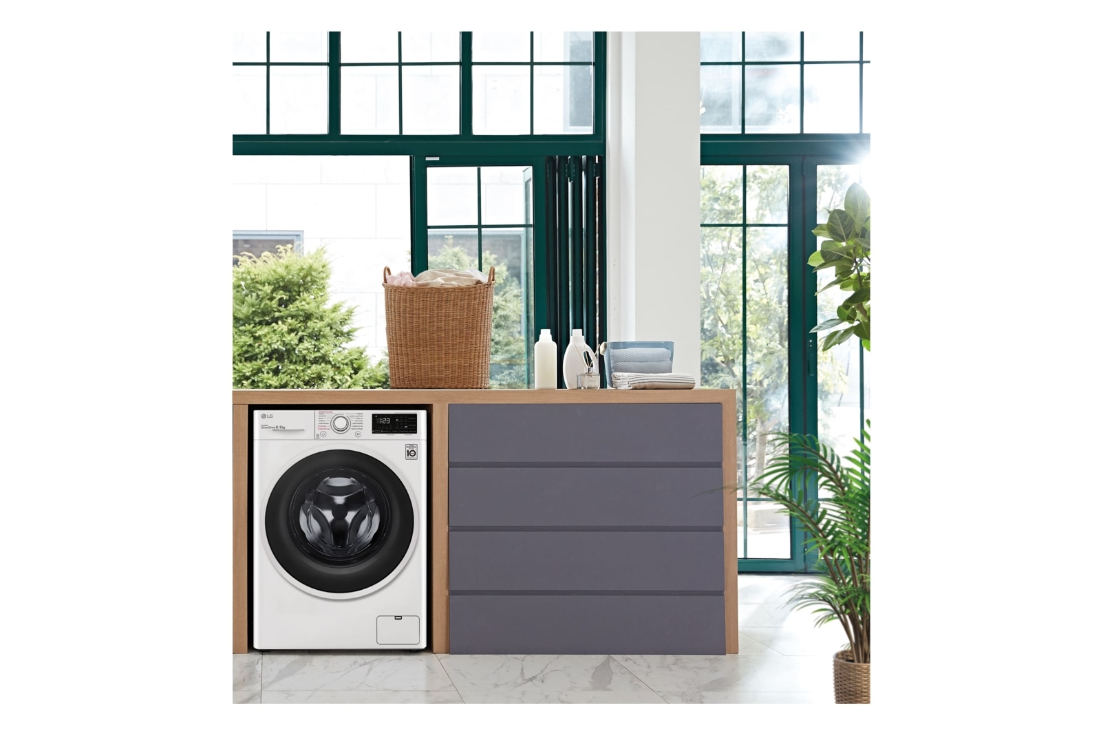 LG Lavasecadora inteligente  AI Direct Drive™,  con Vapor  8/6kg, 1400rpm,  Clasificación B(lavado)/E(secado) Blanca, Serie 310, F4DV3108S1W