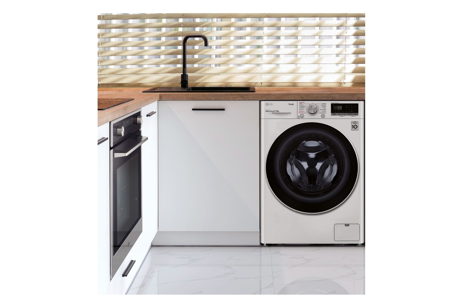 LG Lavasecadora inteligente AI Direct Drive 9/6kg, 1400rpm, Clasificación E, Blanca, Serie 500, F4DV5009S0W