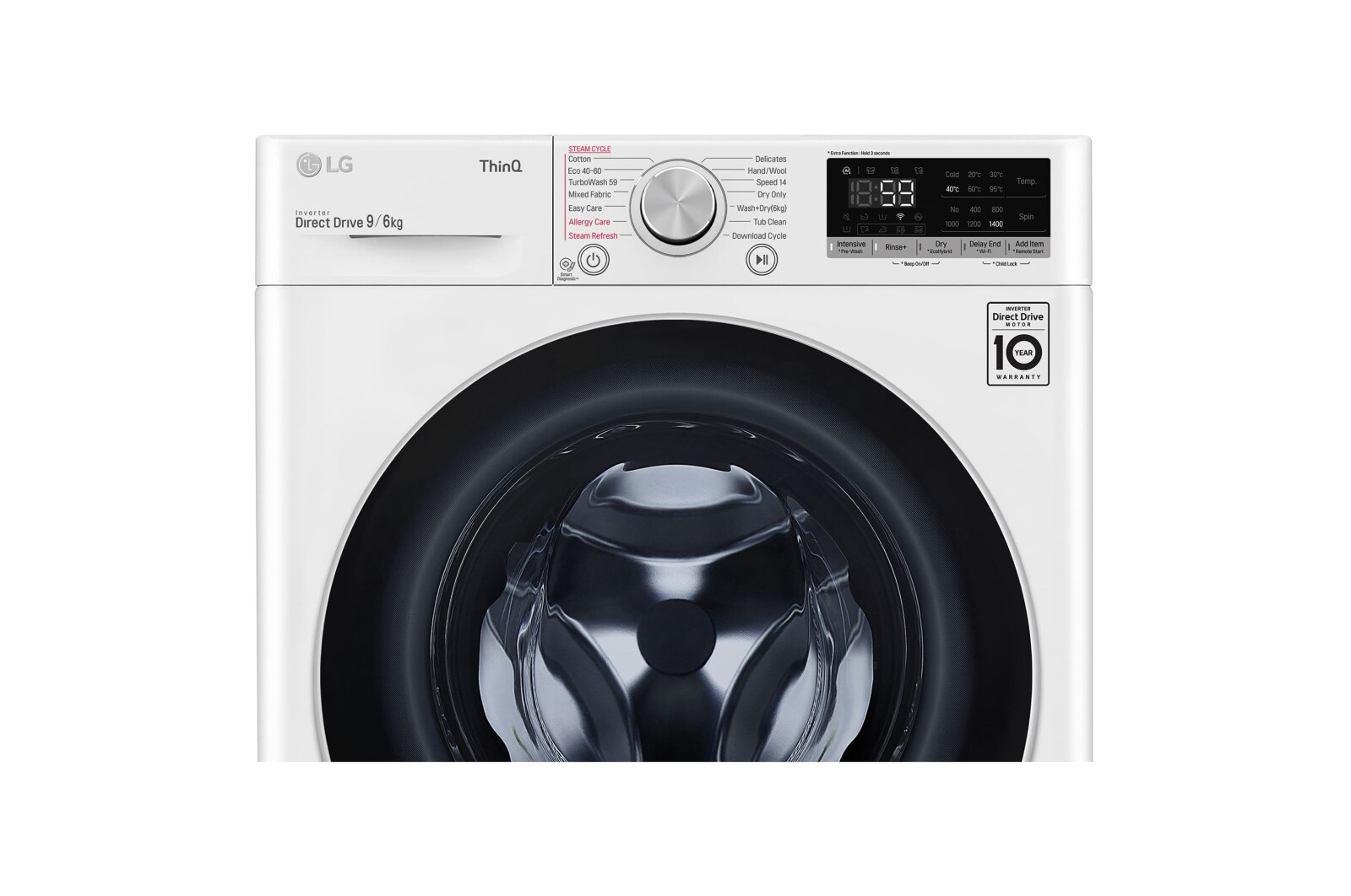 LG Lavasecadora inteligente AI Direct Drive 9/6kg, 1400rpm, Clasificación E, Blanca, Serie 500, F4DV5009S1W