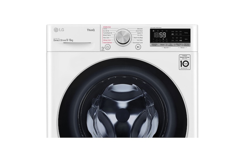 LG Lavasecadora inteligente AI Direct Drive 9/6kg, 1400rpm, Clasificación E, Blanca, Serie 500, F4DV5009S1W