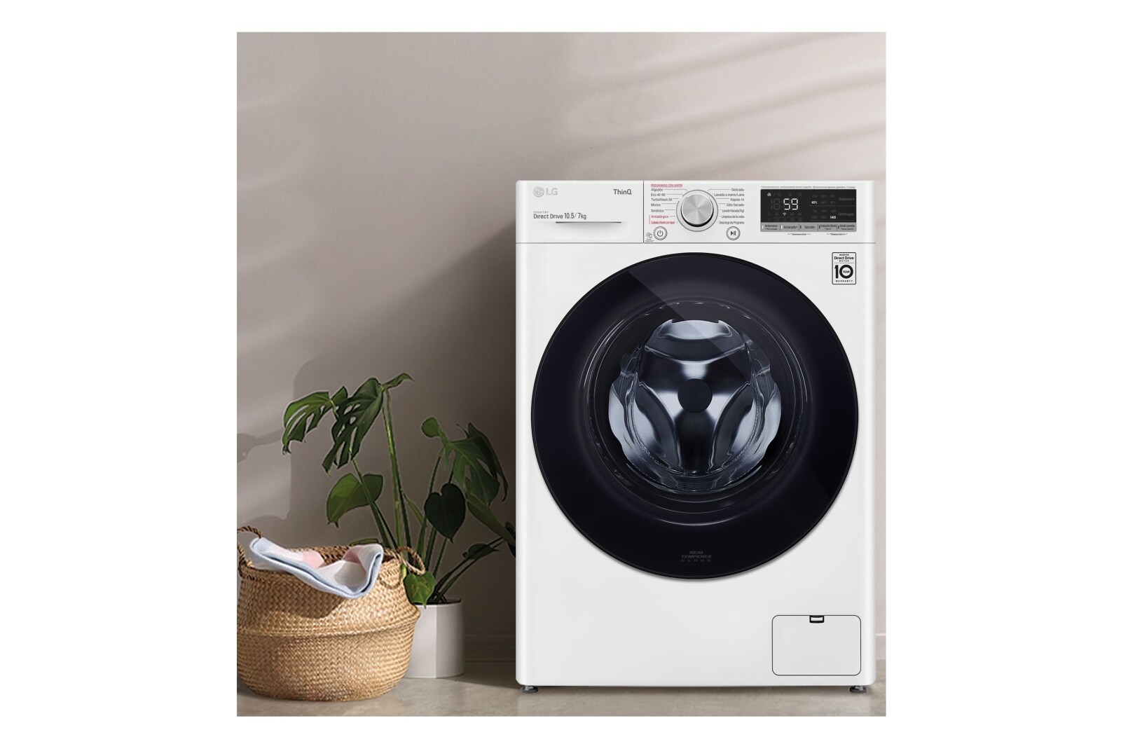 LG Lavasecadora inteligente AI Direct Drive 10,5/7kg, 1400rpm, clasificación B(lavado)/E(secado), Blanca, Serie 500, F4DV5010SMW
