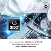 LG Lavasecadora inteligente AI Direct Drive 10,5/7kg, 1400rpm, clasificación B(lavado)/E(secado), Blanca, Serie 500, F4DV5010SMW