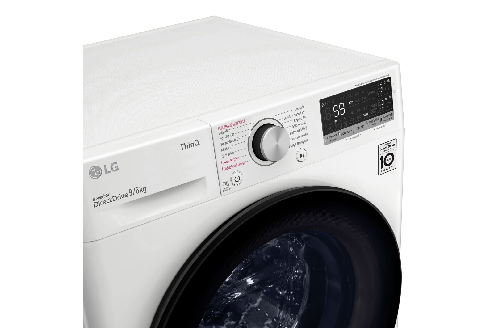 LG Lavasecadora inteligente AI Direct Drive con Autodosificador de detergente 9/6kg, 1400rpm, Clasificación B(lavado)/E(secado), Blanca, Serie 550, F4DV5509SMW
