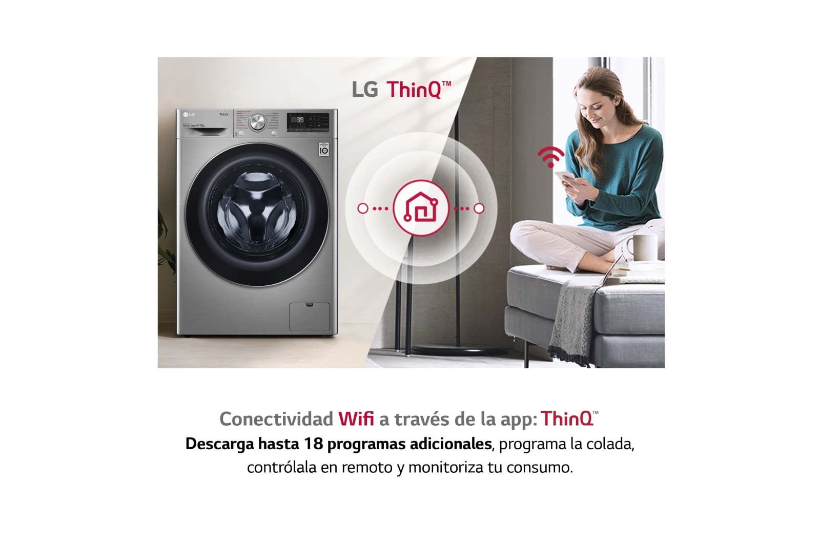LG Lavasecadora inteligente AI Direct Drive 9/6kg, 1400rpm, Clasificación E, Inox antihuellas, Serie 700, F4DV7009S2S