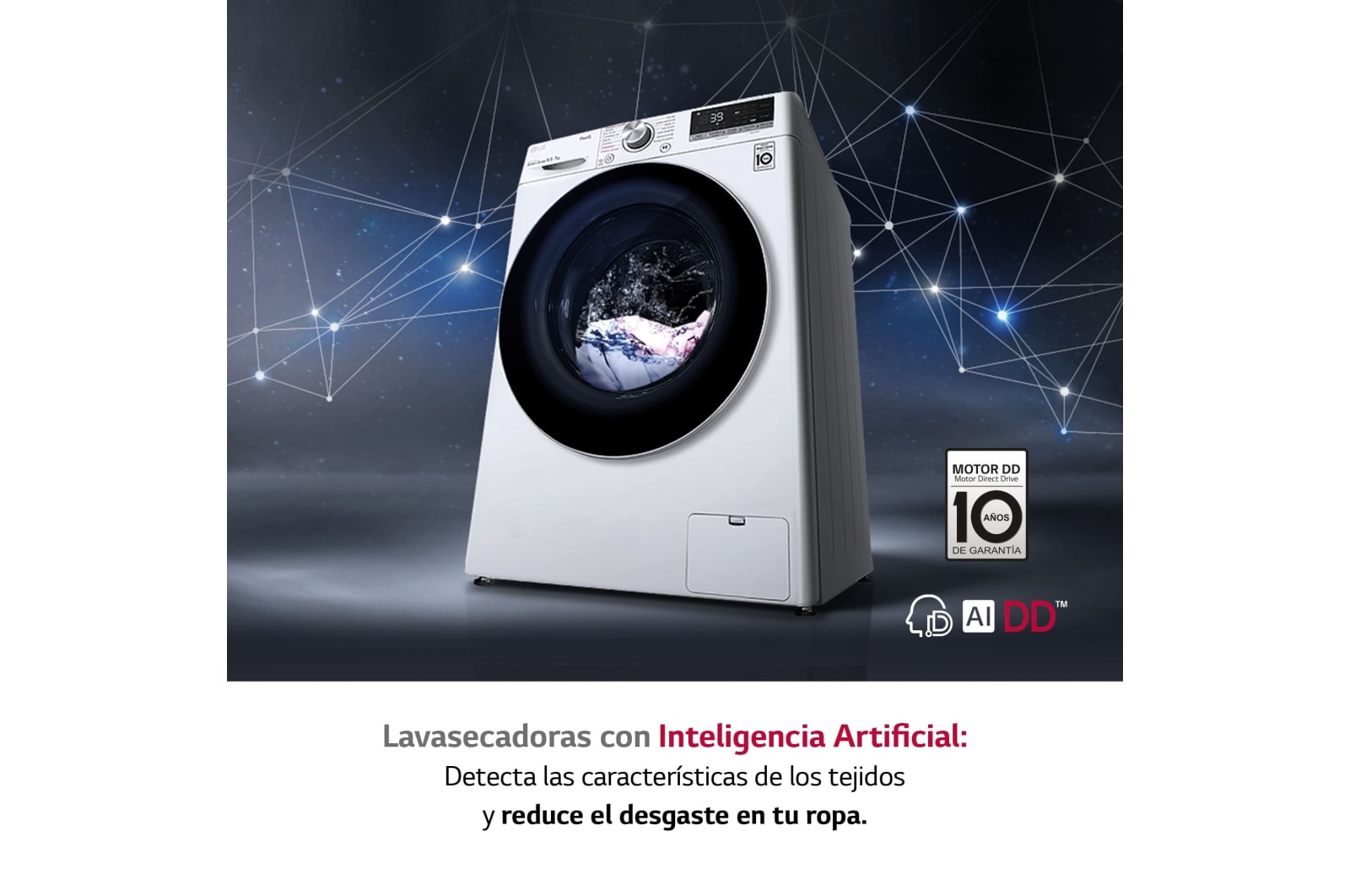 LG Lavasecadora inteligente AI Direct Drive 10,5/7kg, 1400rpm, Clasificación A(lavado)/E(secado), Blanca, Serie 700, F4DV7010S1W
