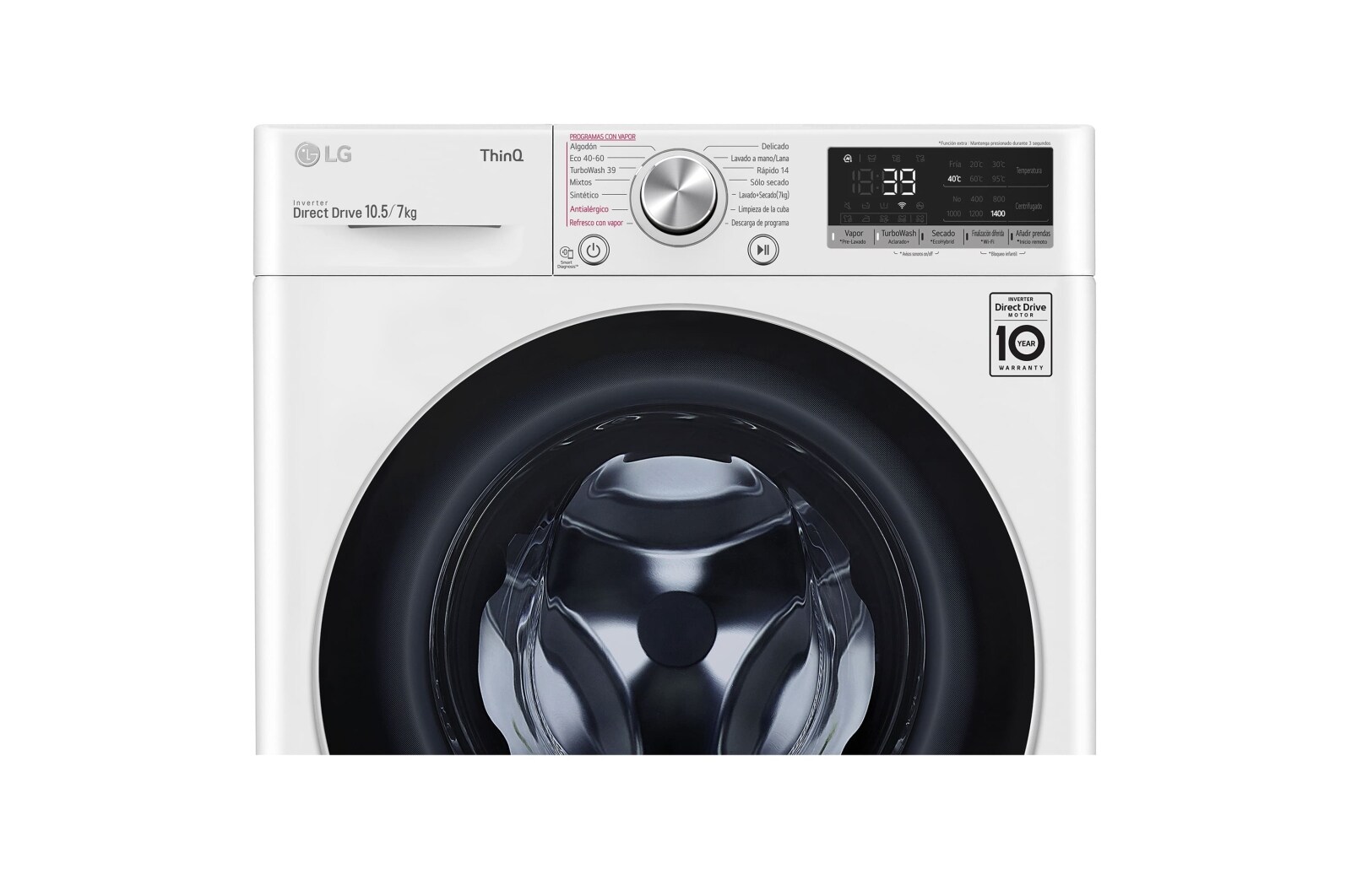 LG Lavasecadora inteligente AI Direct Drive 10,5/7kg, 1400rpm, Clasificación A(lavado)/E(secado), Blanca, Serie 700, F4DV7010S1W