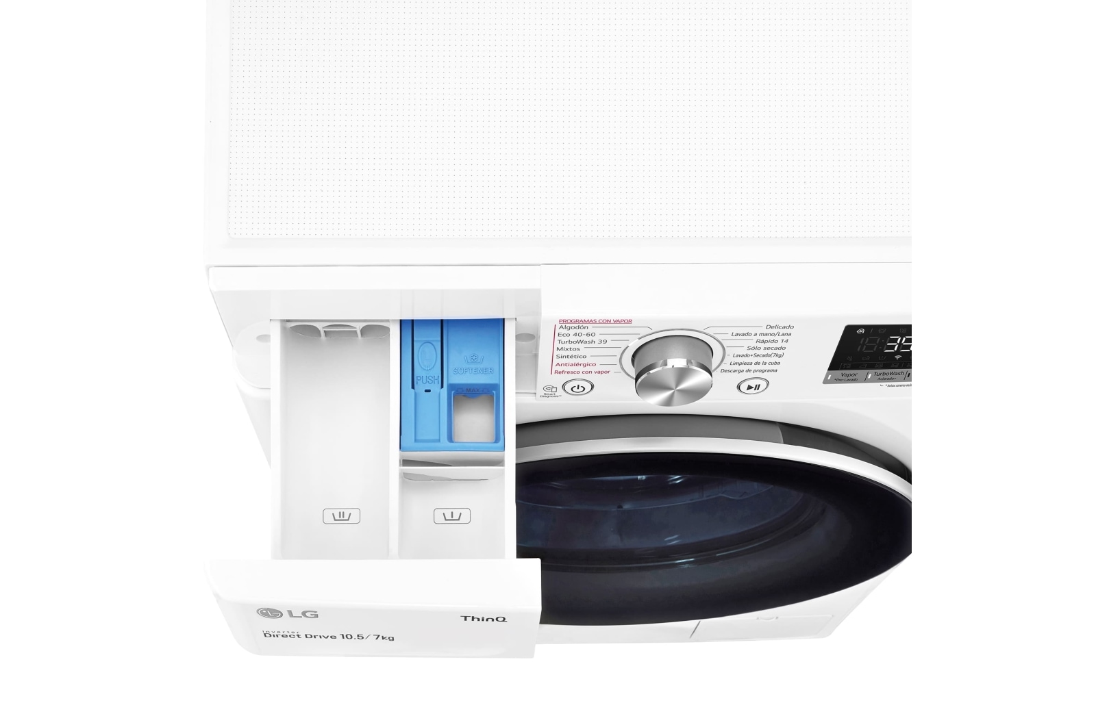 LG Lavasecadora inteligente AI Direct Drive 10,5/7kg, 1400rpm, Clasificación A(lavado)/E(secado), Blanca, Serie 700, F4DV7010S1W