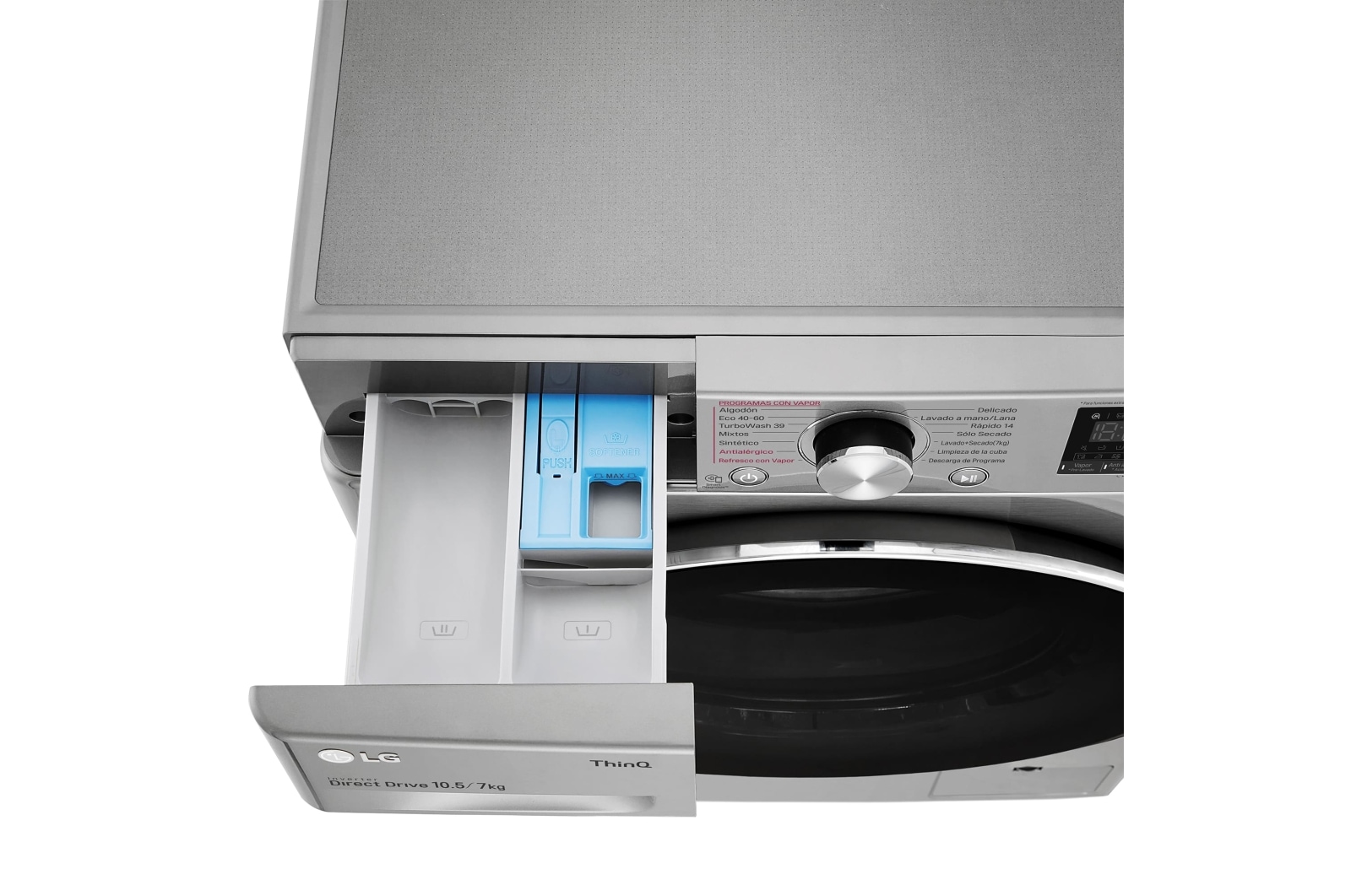 LG Lavasecadora inteligente AI Direct Drive 10,5/7kg, 1400rpm, Clasificación A(lavado)/E(secado), Inox antihuellas, Serie 700, F4DV7010S2S