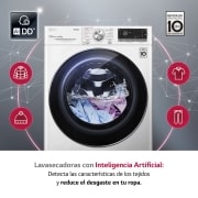 LG Lavasecadora inteligente AI Direct Drive con Autodosificador de detergente 9/6kg, 1400rpm, Clasificación A(lavado)/E(secado), Blanca, Serie 750, F4DV7509S2W