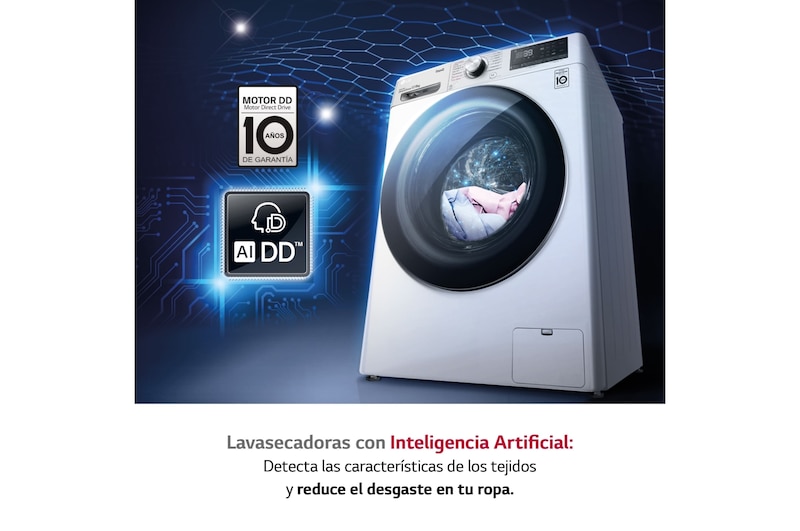 LG Lavasecadora inteligente AI Direct Drive™, Turbowash 360º,12/8kg, 1400rpm, Clasificación A(lavado) /E(secado)Blanca, Serie 950, F4DV9512P2W