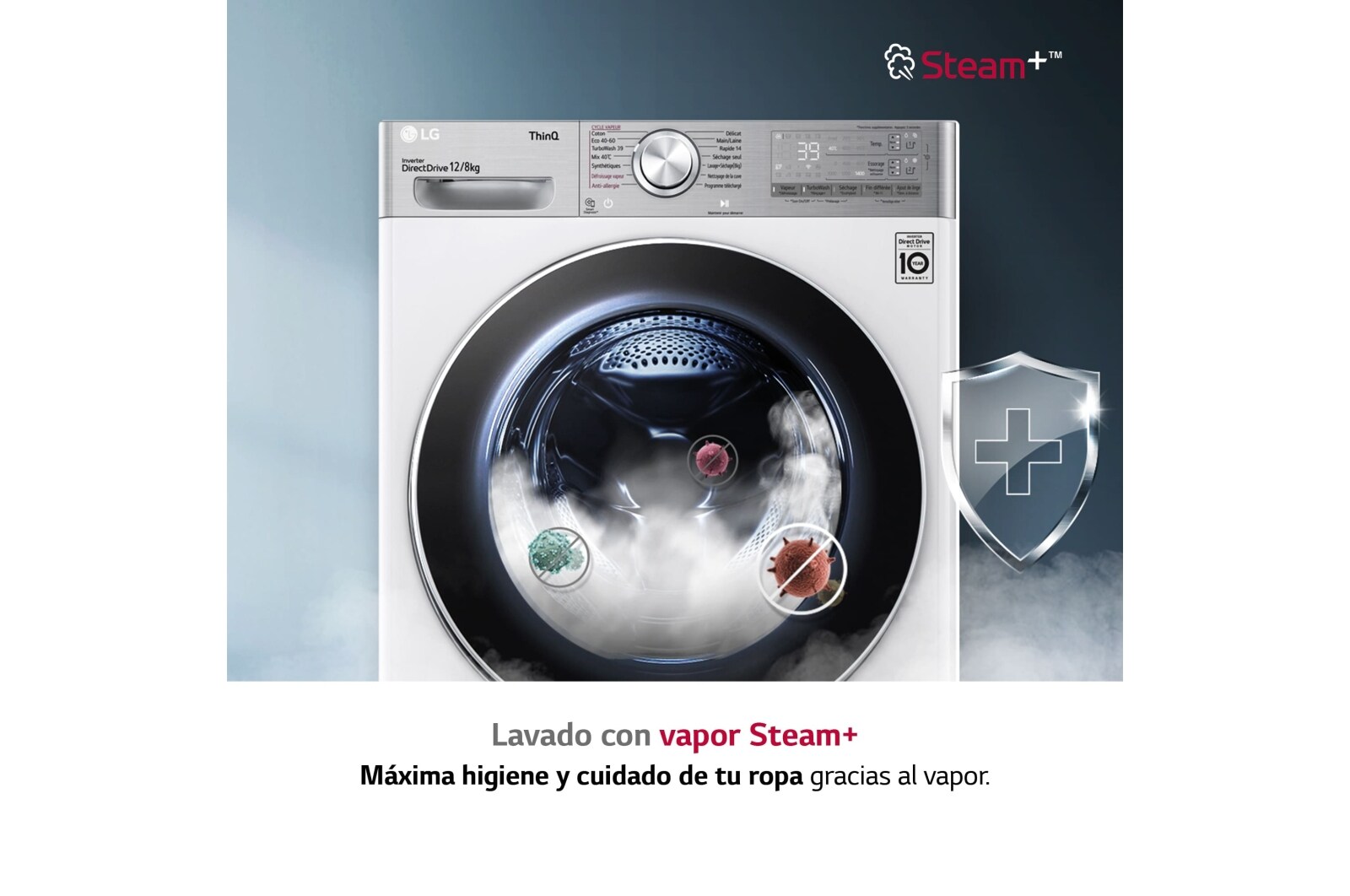 LG Lavasecadora inteligente AI Direct Drive™, Turbowash 360º,12/8kg, 1400rpm, Clasificación A(lavado) /E(secado)Blanca, Serie 950, F4DV9512P2W