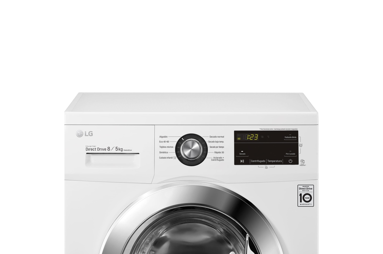 LG Outlet Lavasecadora Inverter Direct Drive 8/5kg, 1400rpm, Clasificación D(lavado)/E(secado), Blanca, Serie 100, F4J3TM5WD.OUTLET
