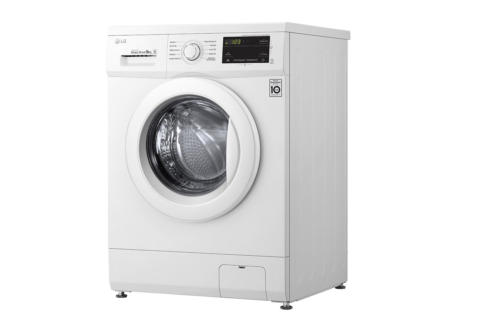LG Lavadora Inverter Direct Drive 9kg, 1400 Clasificación D, Blanca, Serie 100, F4J3VY3W