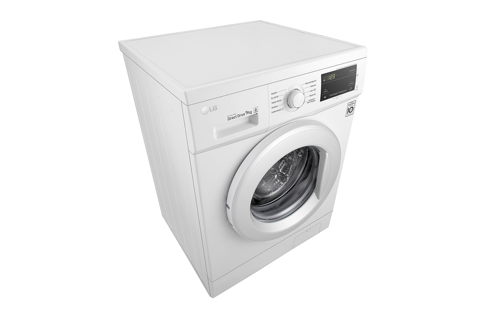 LG Lavadora Inverter Direct Drive 9kg, 1400 Clasificación D, Blanca, Serie 100, F4J3VY3W