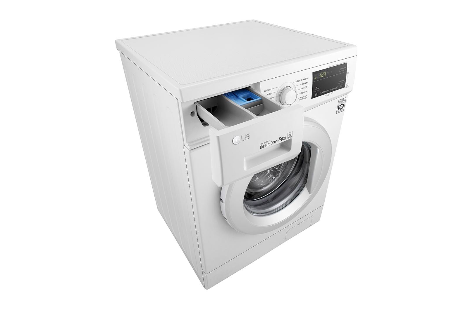 LG Lavadora Inverter Direct Drive 9kg, 1400 Clasificación D, Blanca, Serie 100, F4J3VY3W
