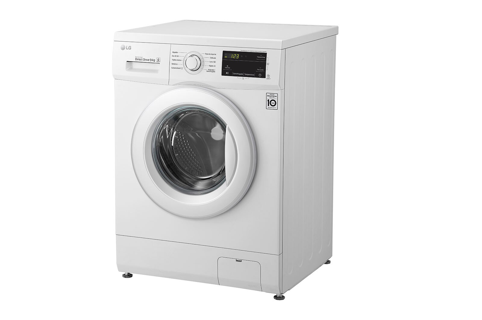 LG Lavadora Inverter Direct Drive 9kg, 1400 Clasificación D, Blanca, Serie 100, F4J3VY3W