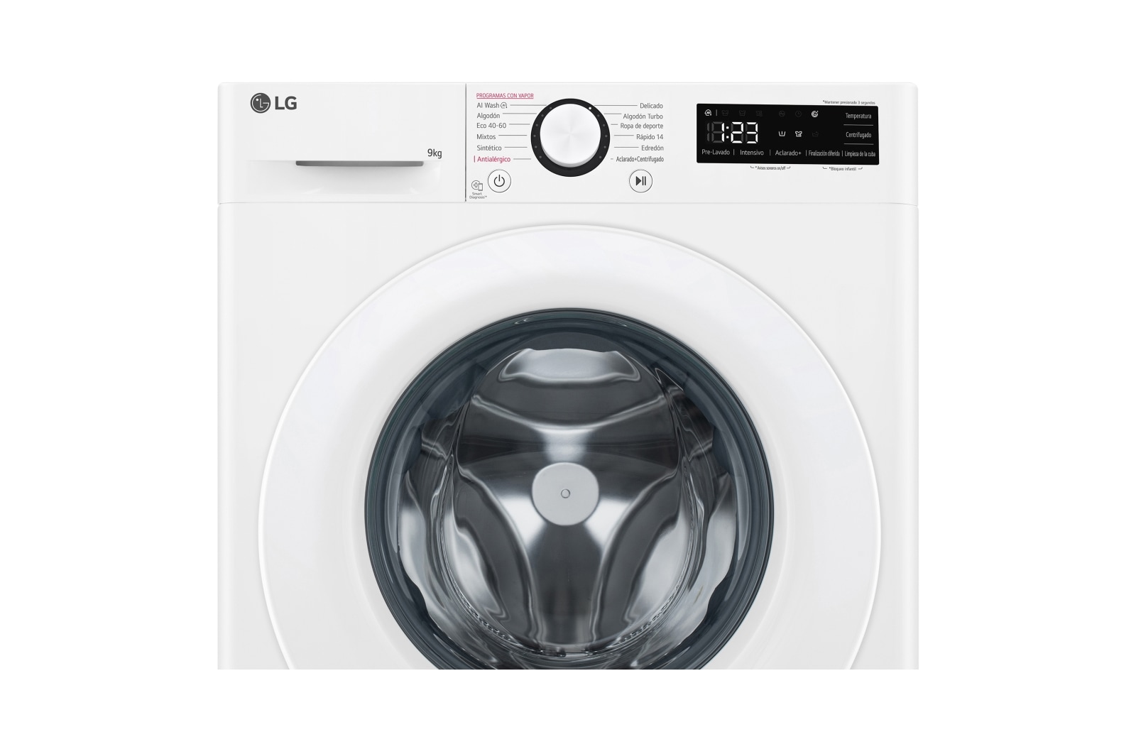 LG Lavadora inteligente AI Direct Drive,  Vapor,  9kg ,  1400rpm Un 10% más eficiente que A, Serie 500, F4WR5009A3W
