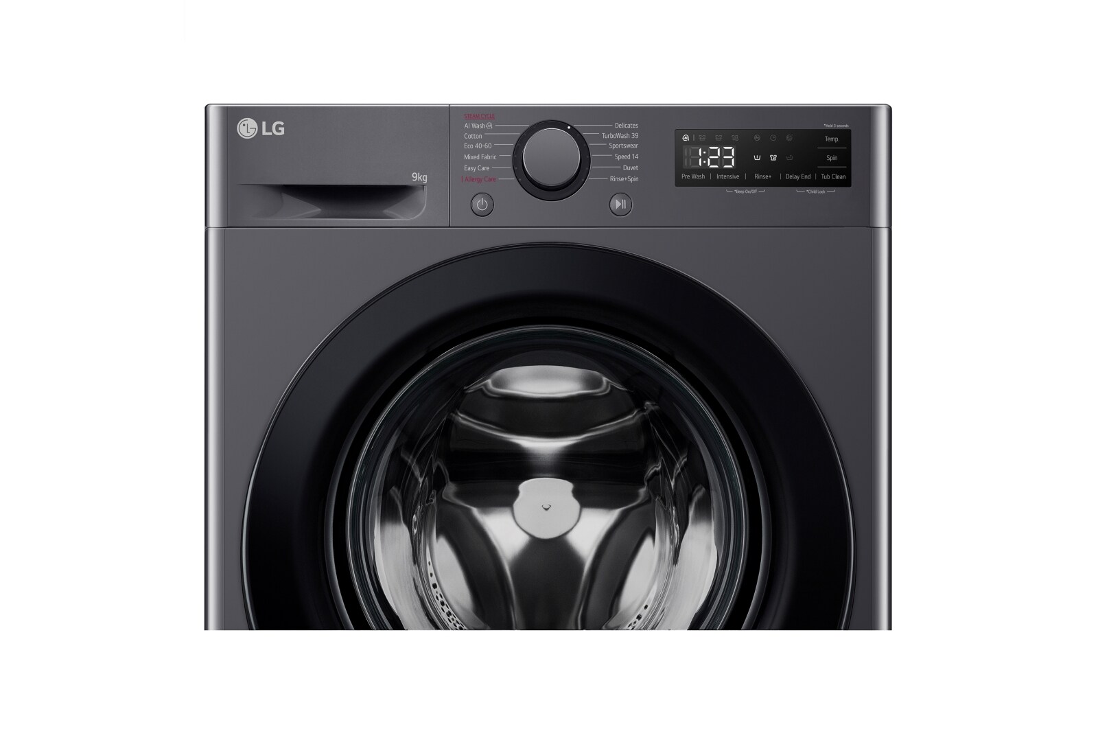 LG Lavadora inteligente AI Direct Drive, Vapor, 9kg , 1400rpm Un 10% más eficiente que A, Serie 500, F4WR5009A6M.OUTLET