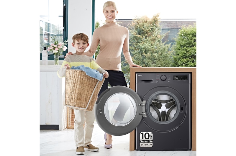 LG Outlet Lavadora inteligente AI Direct Drive, Vapor, 9kg , 1400rpm Un 10% más eficiente que A, Serie 500, WR5009A6M.OUTLET