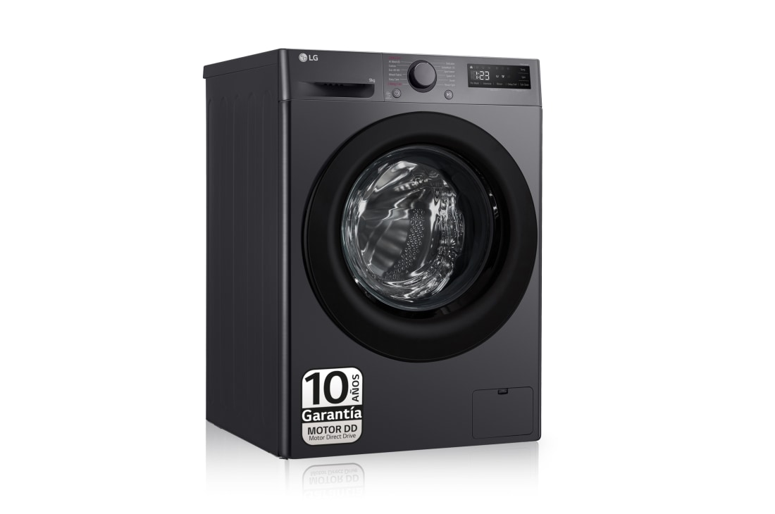 LG Lavadora inteligente AI Direct Drive, Vapor, 9kg , 1400rpm Un 10% más eficiente que A, Serie 500, F4WR5009A6M.OBSEXC