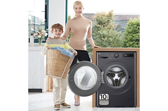 LG Lavadora inteligente AI Direct Drive, Vapor, 9kg , 1400rpm Un 10% más eficiente que A, Serie 500, F4WR5009A6M.OBSEXC