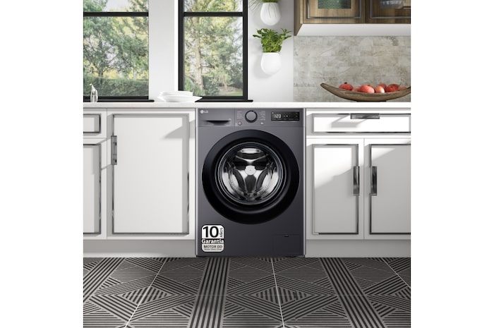 LG Lavadora inteligente AI Direct Drive, Vapor, 9kg , 1400rpm Un 10% más eficiente que A, Serie 500, F4WR5009A6M.OBSEXC