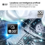 LG Outlet Lavadora inteligente AI Direct Drive, Vapor, 9kg , 1400rpm Un 10% más eficiente que A, Serie 500, WR5009A6M.OUTLET