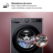 LG Outlet Lavadora inteligente AI Direct Drive, Vapor, 9kg , 1400rpm Un 10% más eficiente que A, Serie 500, WR5009A6M.OUTLET