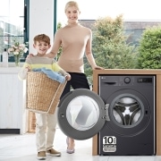 LG Outlet Lavadora inteligente AI Direct Drive, Vapor, 9kg , 1400rpm Un 10% más eficiente que A, Serie 500, WR5009A6M.OUTLET